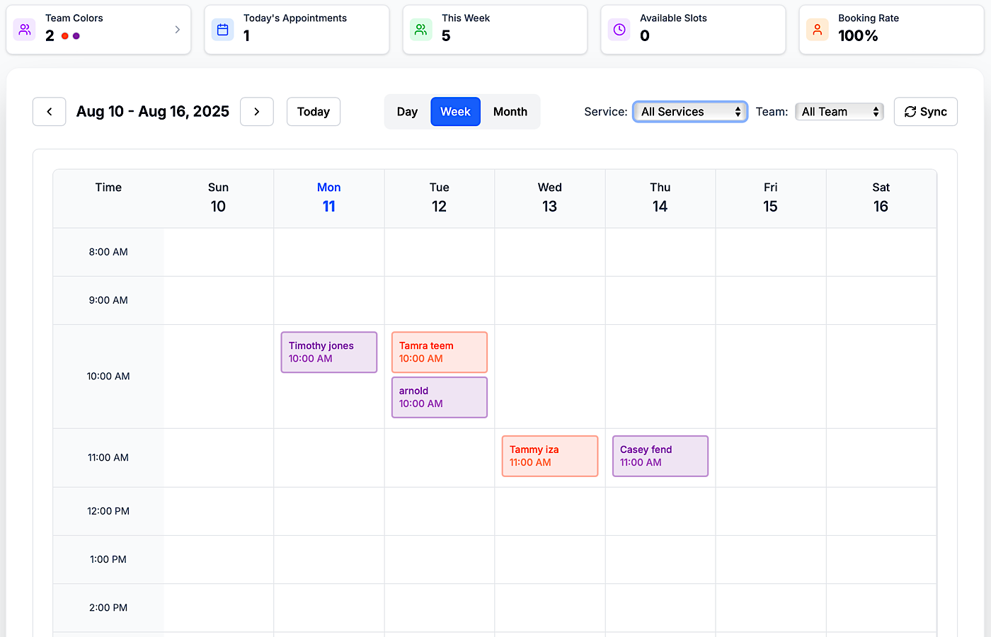 Calendar Management Dashboard